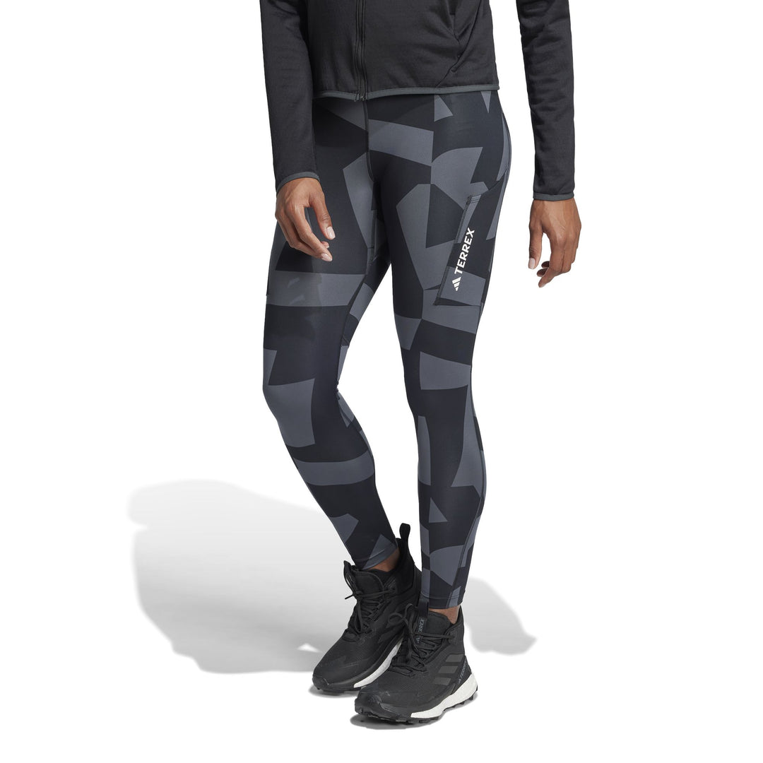 adidas W Mt Tights Aop - carbon/black/black/bl