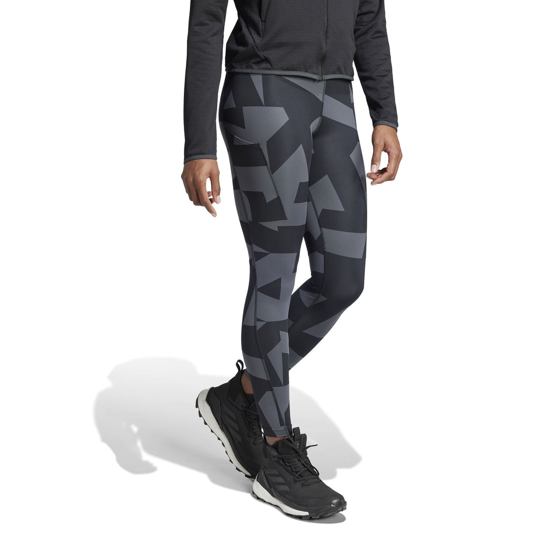 adidas W Mt Tights Aop - carbon/black/black/bl