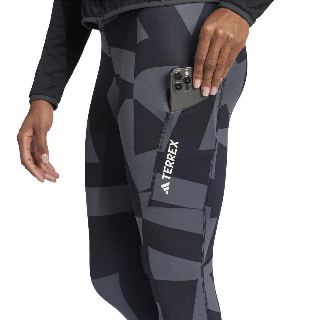 adidas W Mt Tights Aop - carbon/black/black/bl