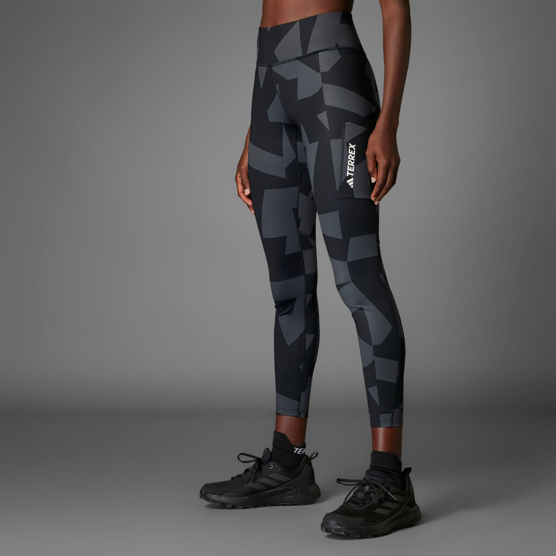 adidas W Mt Tights Aop - carbon/black/black/bl