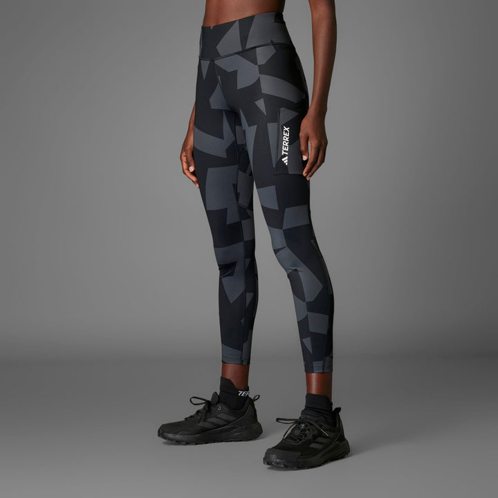 adidas W Mt Tights Aop - carbon/black/black/bl
