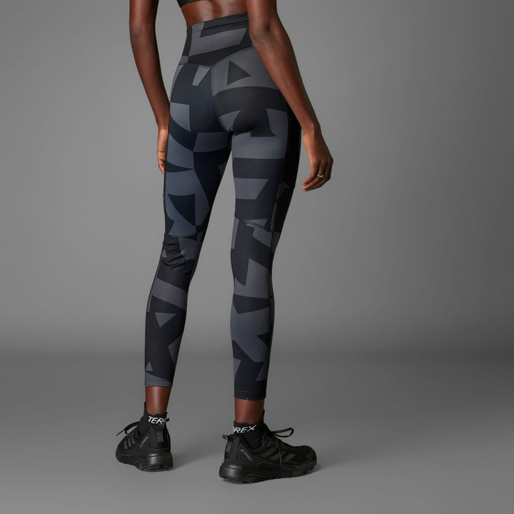 adidas W Mt Tights Aop - carbon/black/black/bl