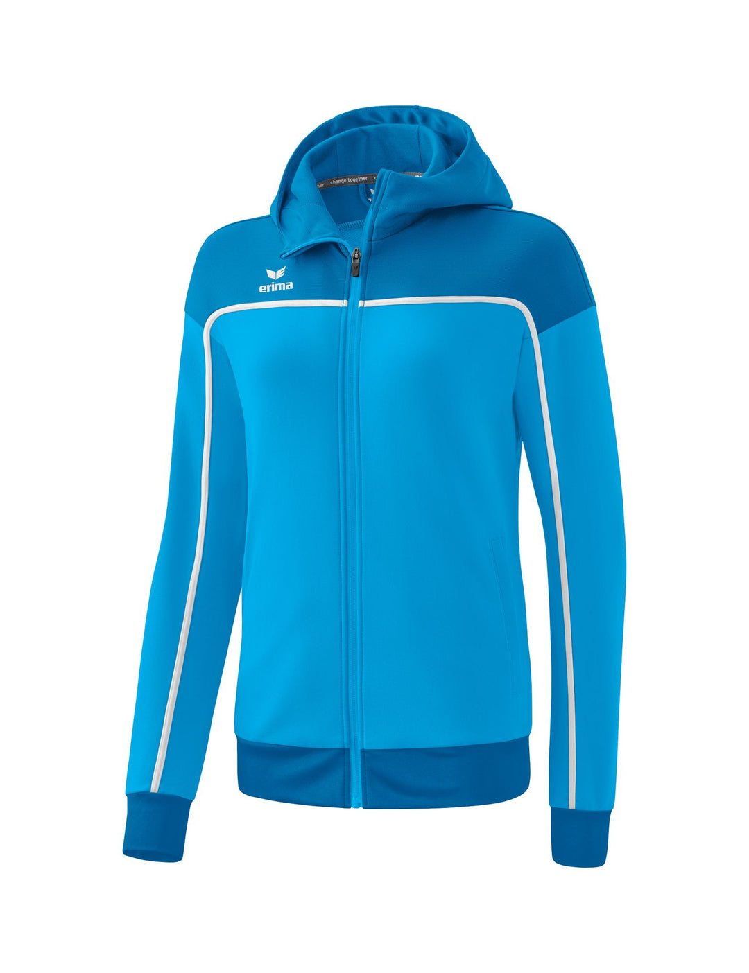 Erima Change Training Jacket With Hood - curacao/mykonos/white