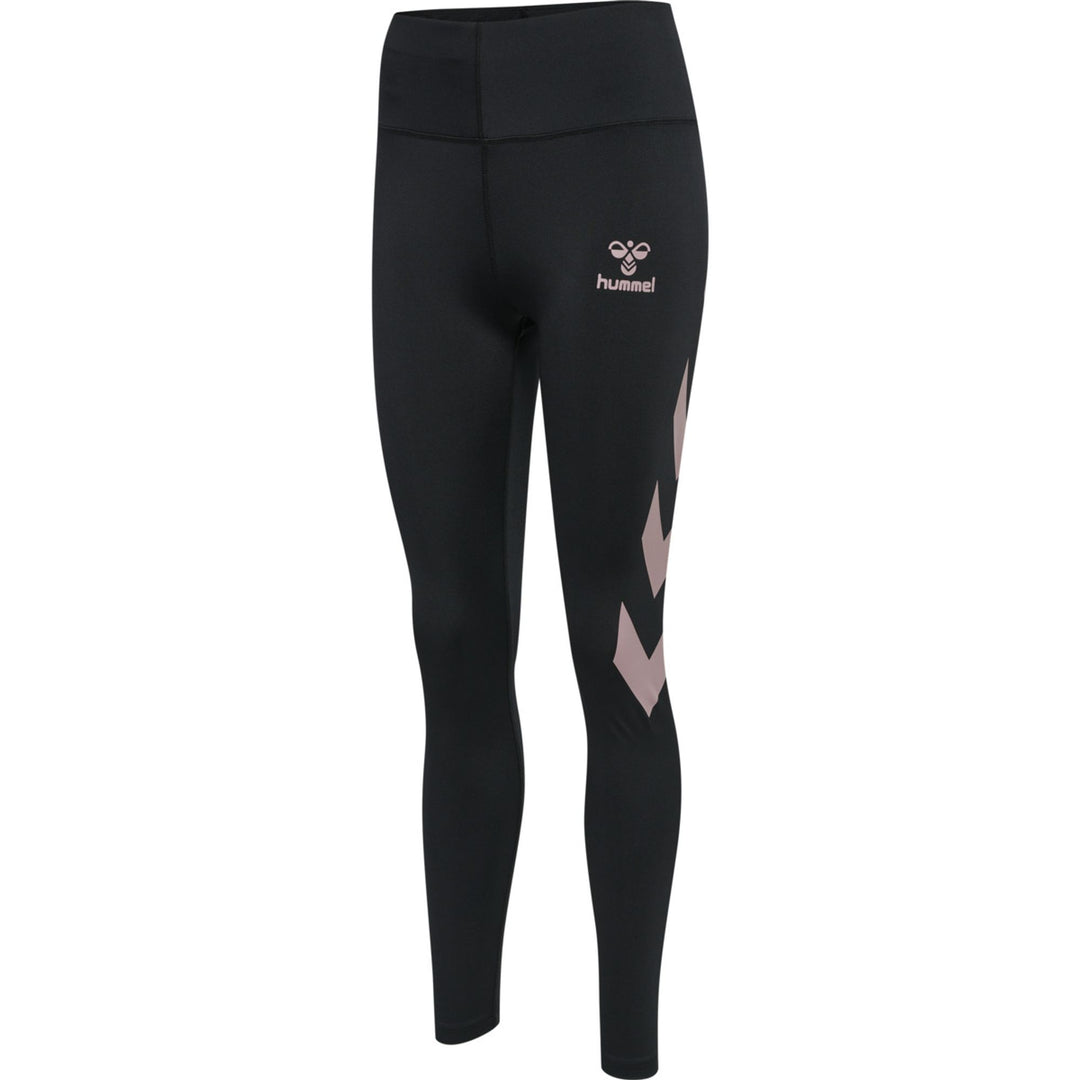 Hummel hmlPARIS HIGH WAIST TIGHTS - BLACK/WOODROSE