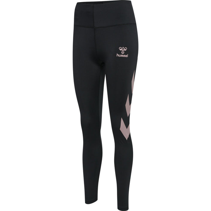 Hummel hmlPARIS HIGH WAIST TIGHTS - BLACK/WOODROSE