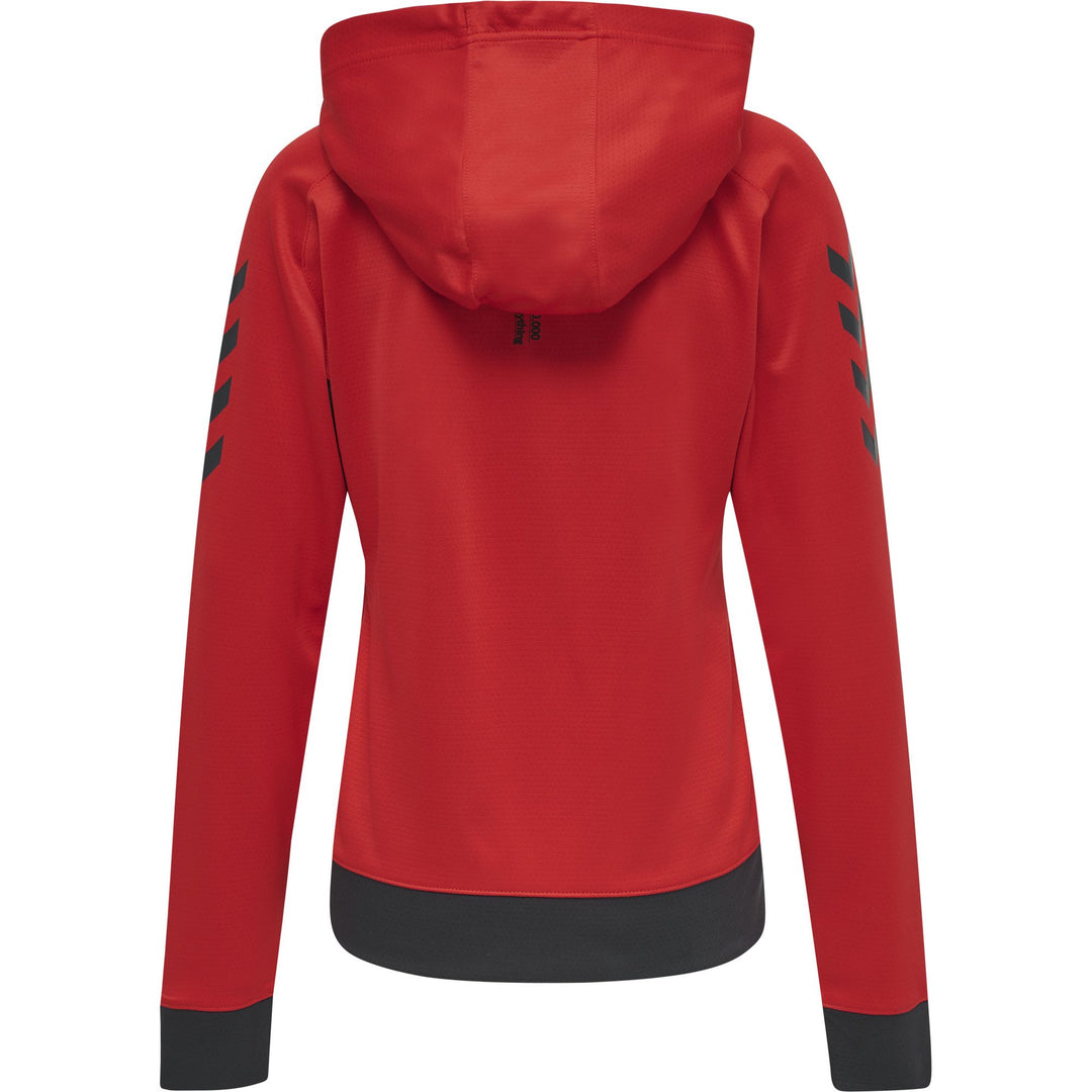 Hummel hmlACTION POLY ZIP HOODIE WOMAN - flame scarlet/ebony