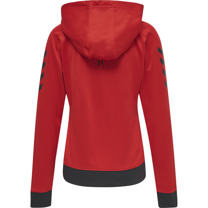 Hummel hmlACTION POLY ZIP HOODIE WOMAN - flame scarlet/ebony