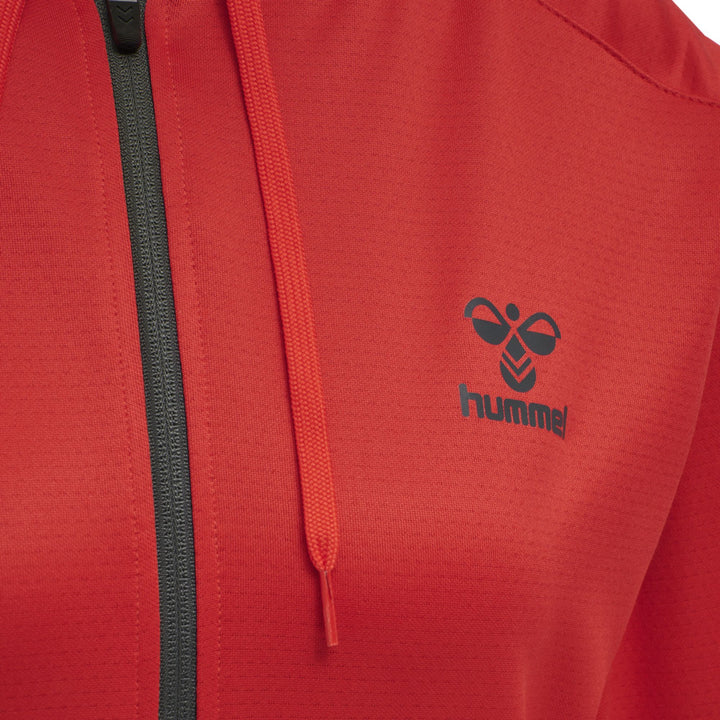 Hummel hmlACTION POLY ZIP HOODIE WOMAN - flame scarlet/ebony