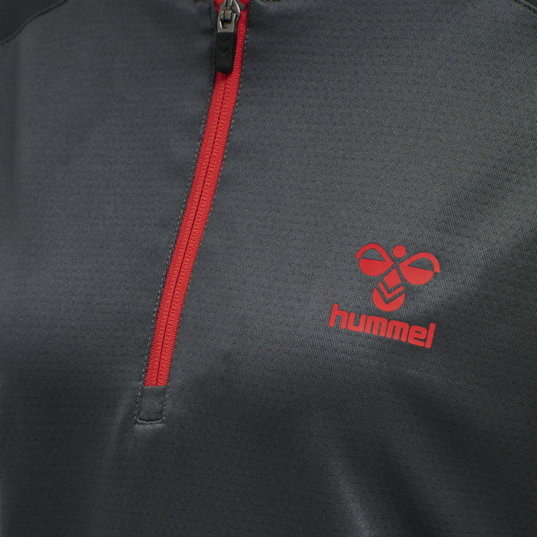 Hummel Hmlaction Poly Half Zip Sweat Woman - ebony/flame scarlet