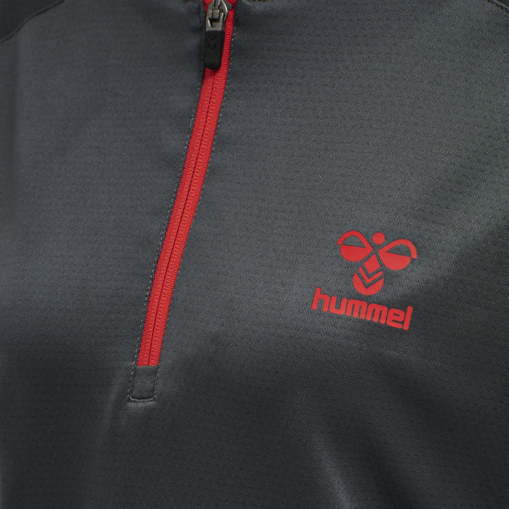 Hummel Hmlaction Poly Half Zip Sweat Woman - ebony/flame scarlet