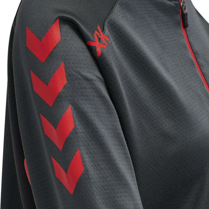Hummel Hmlaction Poly Half Zip Sweat Woman - ebony/flame scarlet