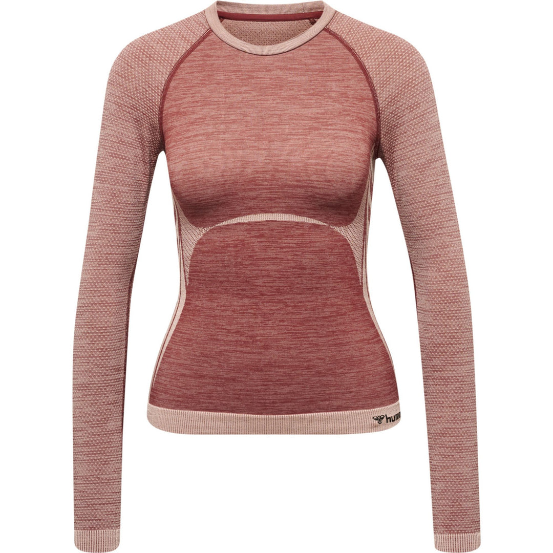 Hummel Hmlclea Seamless Tight T-Shirt Ls - withered rose/rose tan melange
