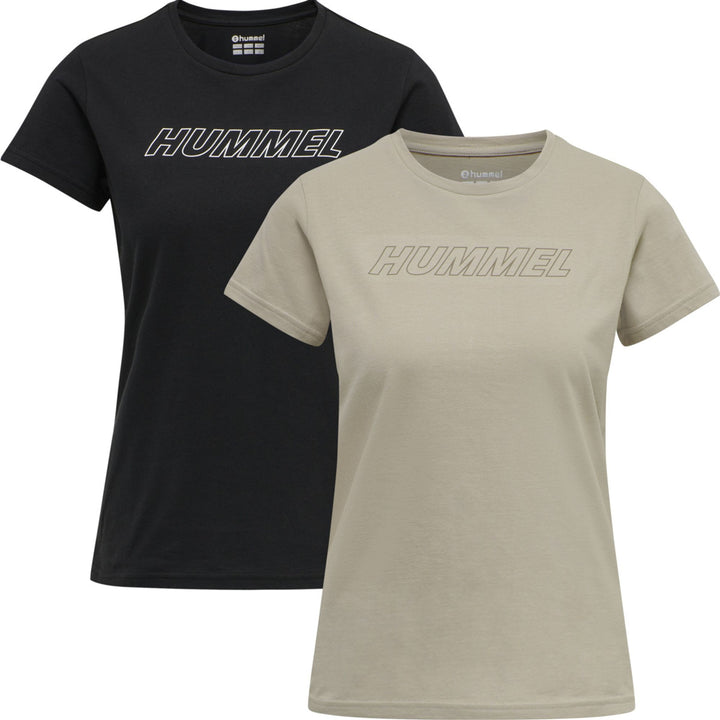 Hummel Hmlte Cali 2-Pack Cotton T-Shirt - black/chateau grey