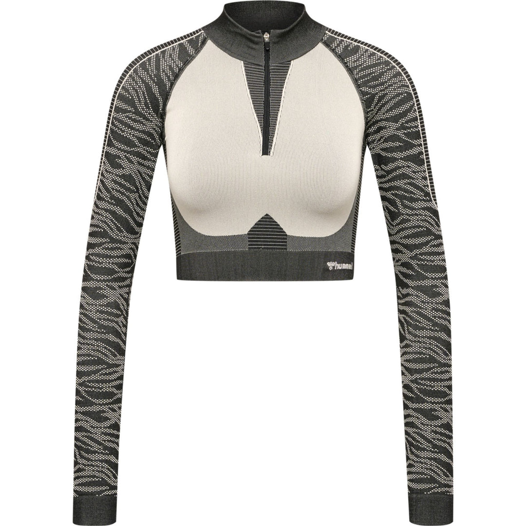 Hummel Hmlmt Mila Seamless Crop Half Zip - black/chateau grey