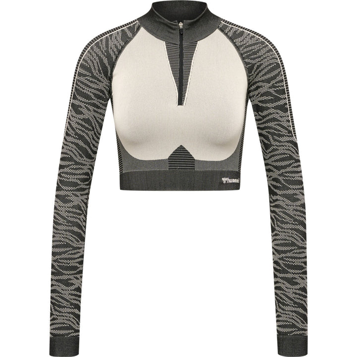 Hummel Hmlmt Mila Seamless Crop Half Zip - black/chateau grey