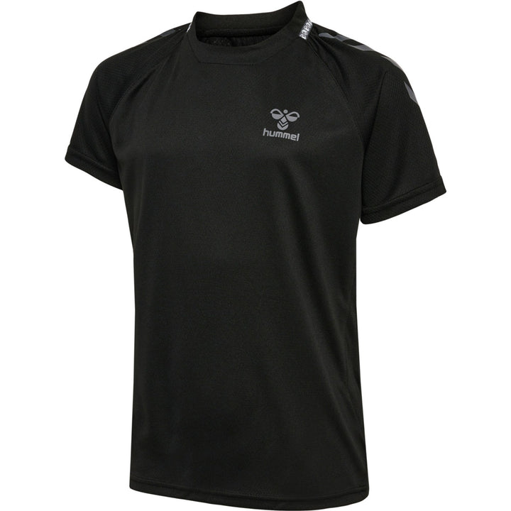 Hummel Hmlongrid Poly Jersey S/S Kids - jet black/forged iron