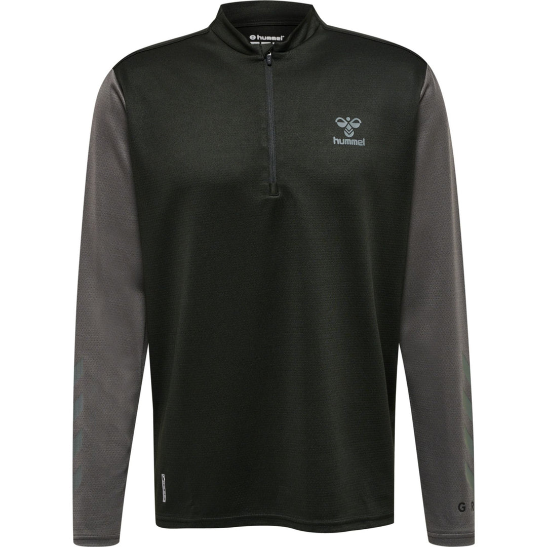 Hummel Hmlongrid 1/2 Zip Poly Sweat - jet black/forged iron