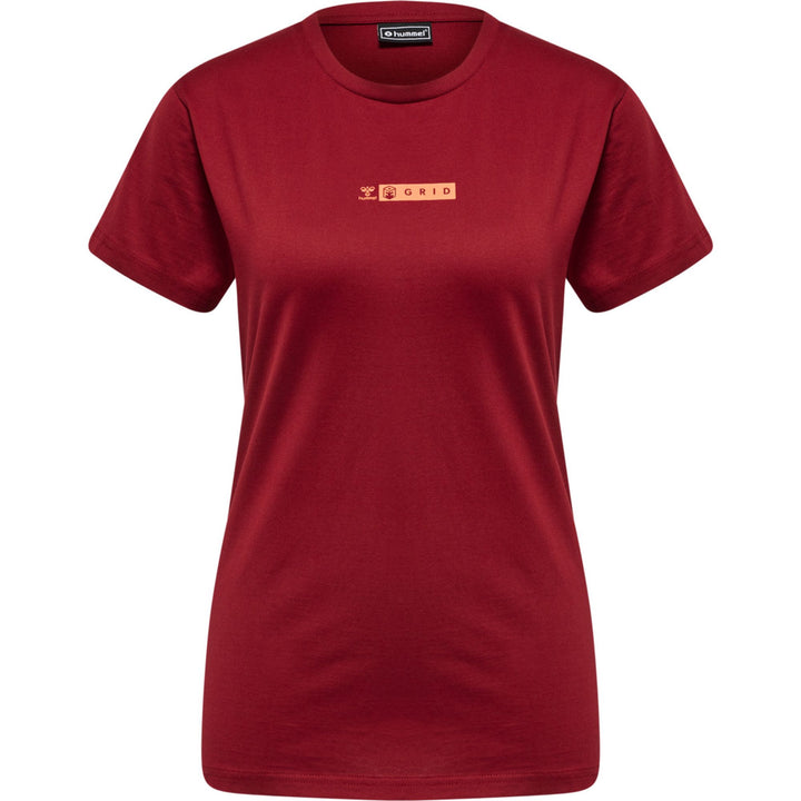 Hummel Hmloffgrid Tee S/S Wo - rhubarb/nasturtium