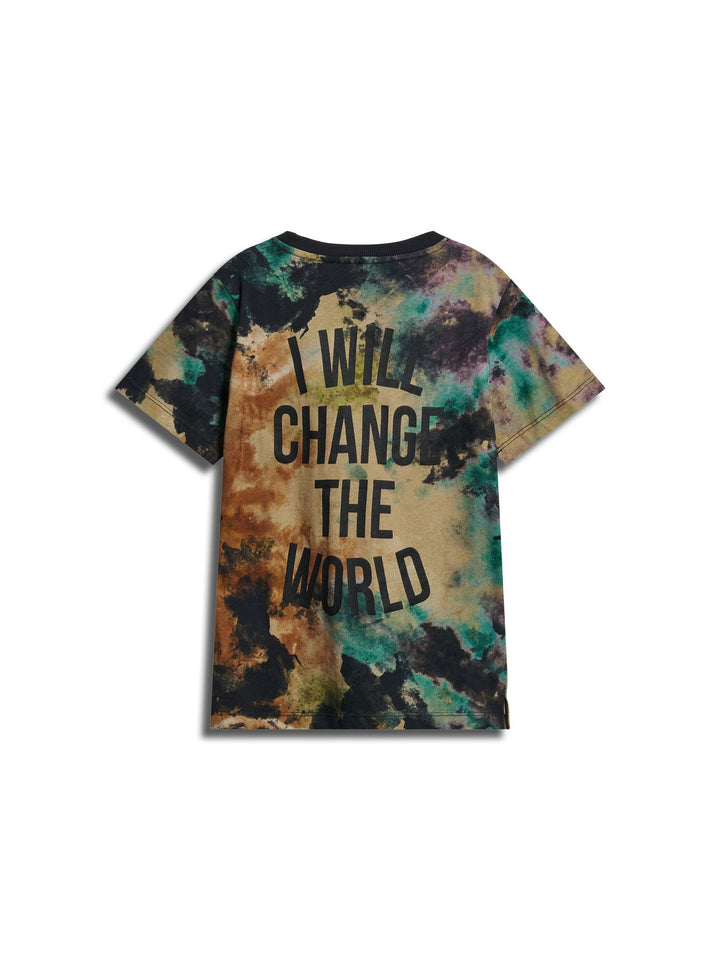 Hummel stsREVOLUTION AOP T-SHIRT S/S - ANTIQUE GOLD - 116 - antique gold