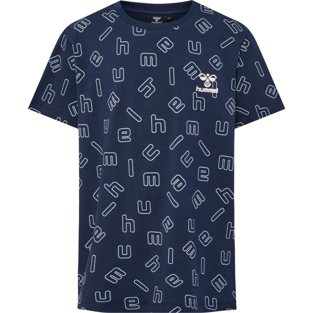 Hummel hmlFLOW AOP T-SHIRT S/S - black iris