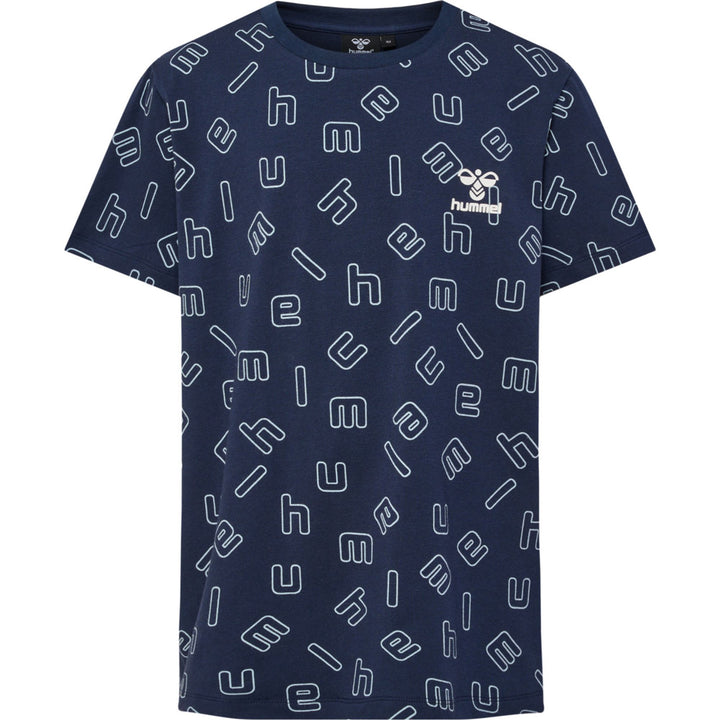 Hummel hmlFLOW AOP T-SHIRT S/S - black iris
