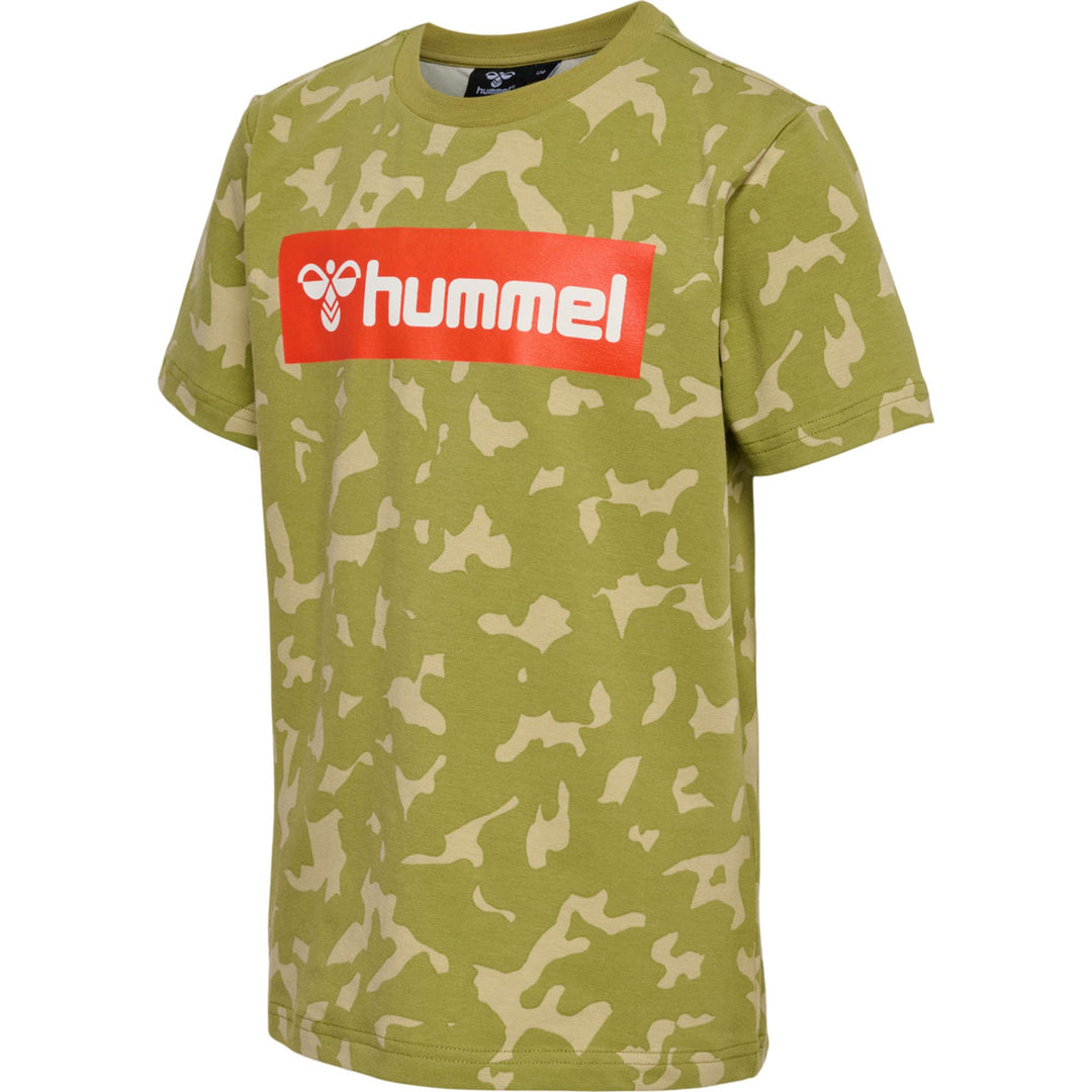 Hummel hmlRUSH AOP T-SHIRT S/S - green olive