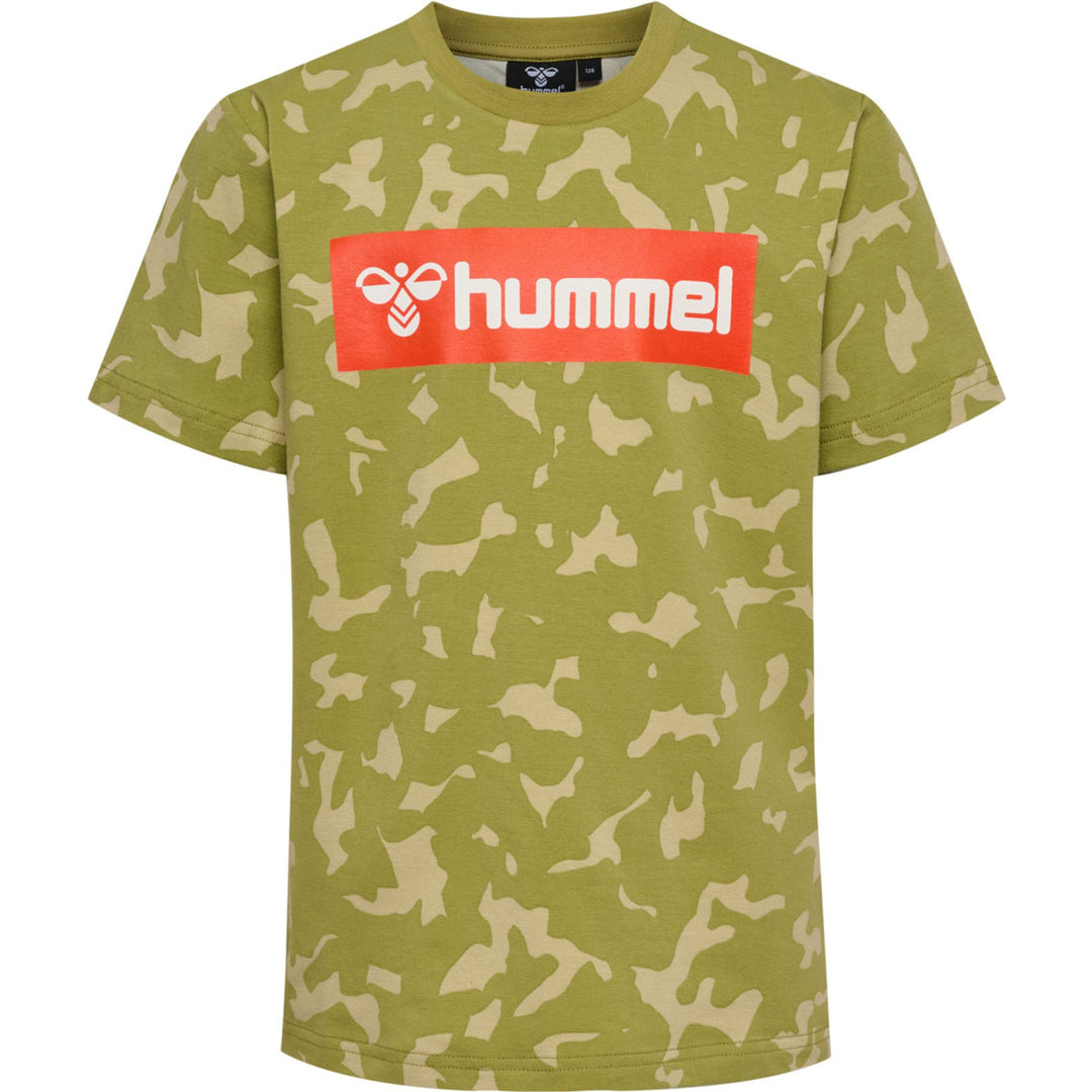 Hummel hmlRUSH AOP T-SHIRT S/S - green olive