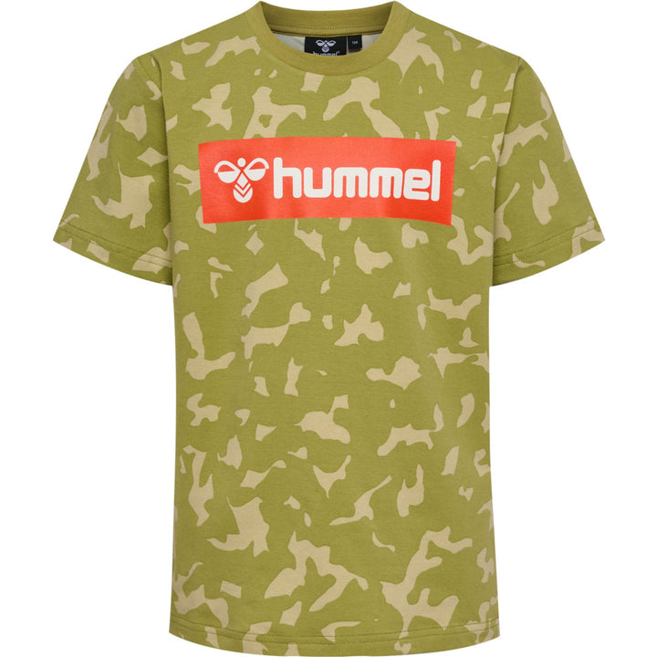 Hummel hmlRUSH AOP T-SHIRT S/S - green olive