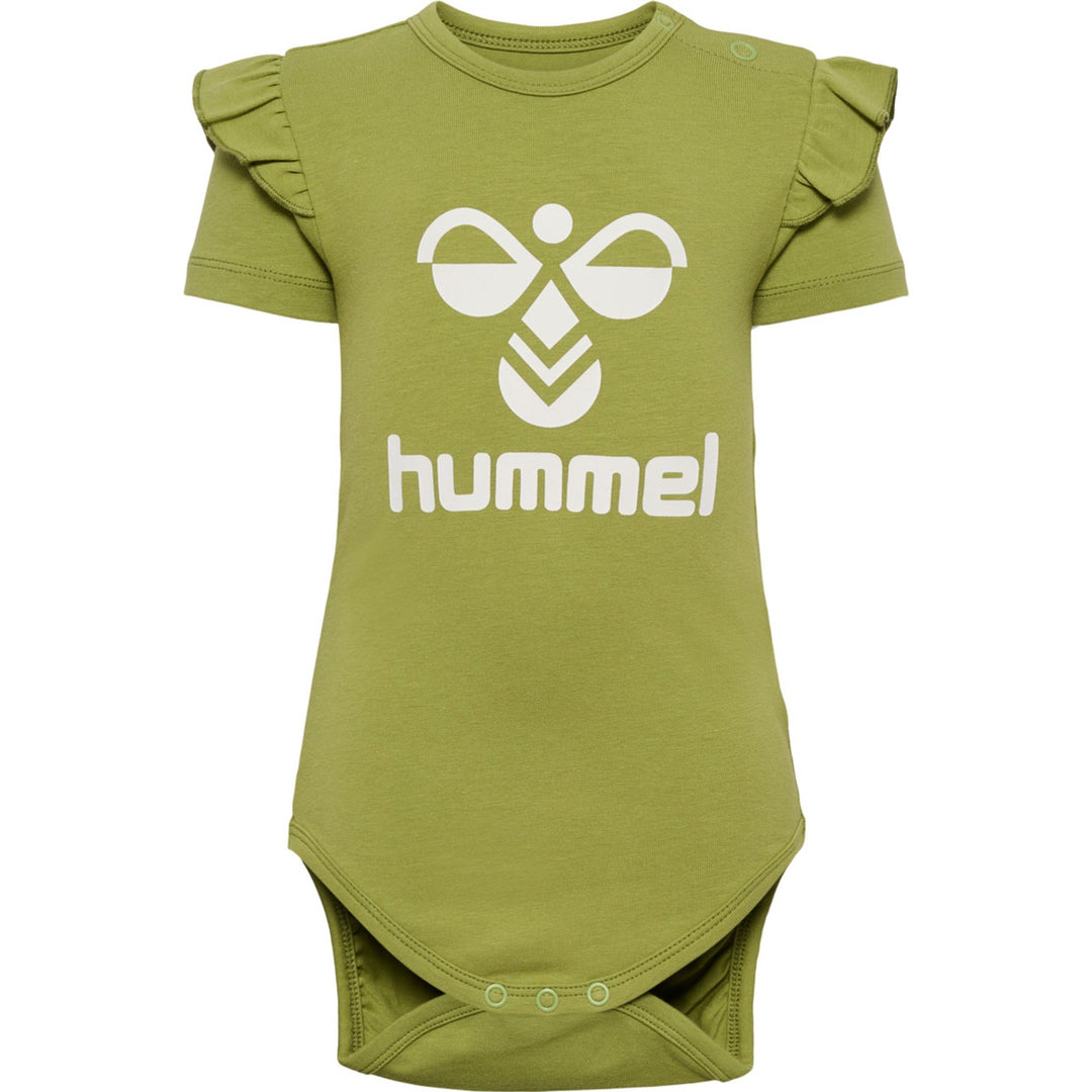 Hummel hmlDREAM RUFFLE BODY S/S - green olive