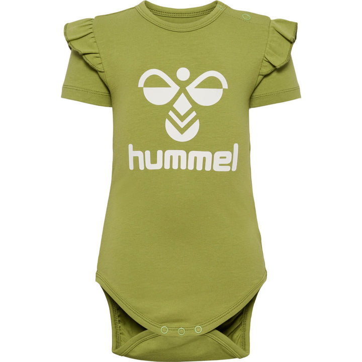 Hummel hmlDREAM RUFFLE BODY S/S - green olive