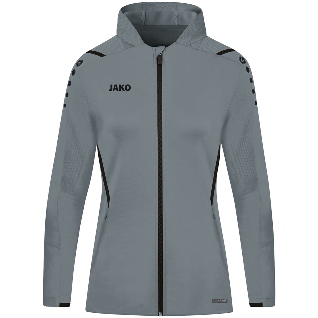 Jako Trainingsjacke Challenge Mit Kapuze - steingrau/schwarz