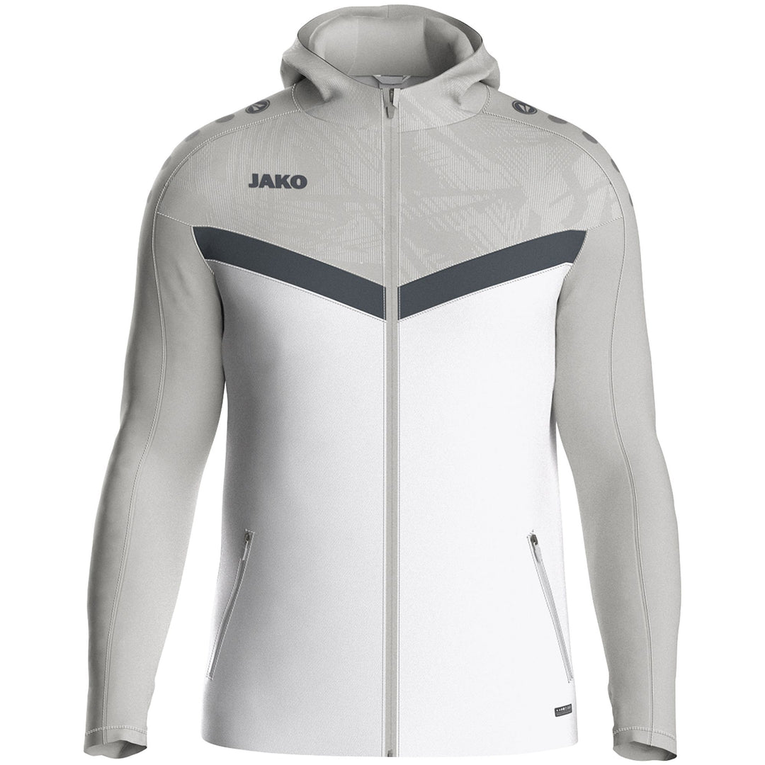 Jako Kapuzenjacke Iconic - weiß/soft grey/anthra light