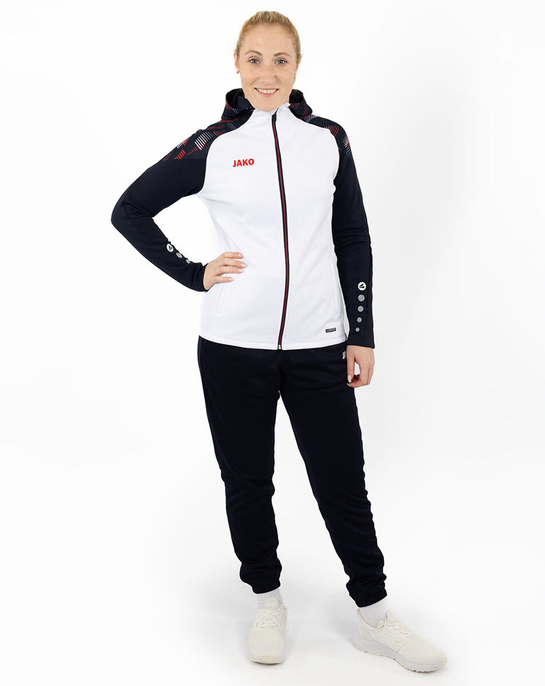 Jako Kapuzenjacke Sonic Damen - weiß/marine/rot