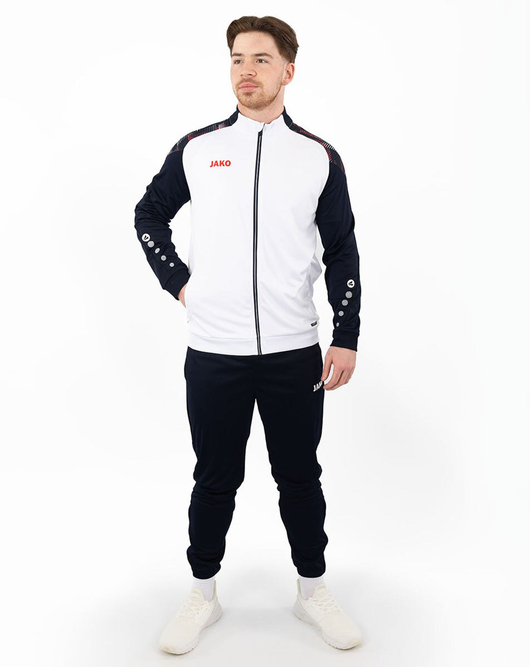 Jako Polyesterjacke Sonic - weiß/marine/rot