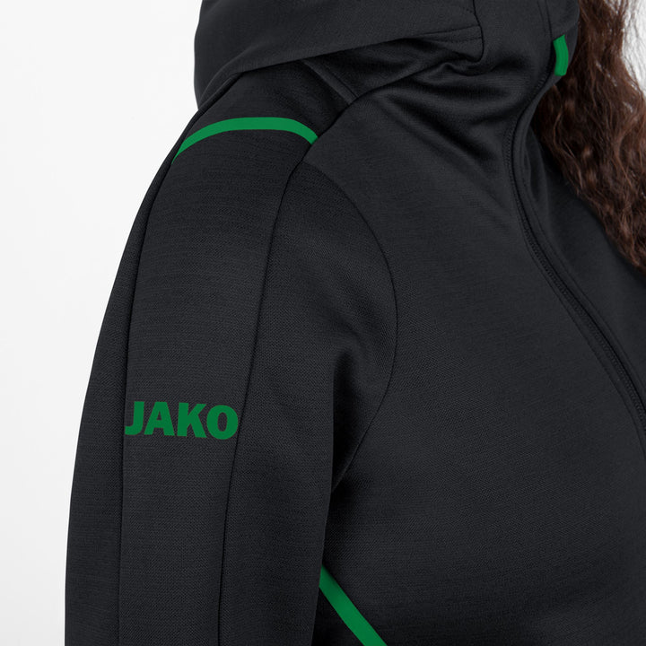 Jako Freizeitjacke Challenge Mit Kapuze - schwarz meliert/sportgrün