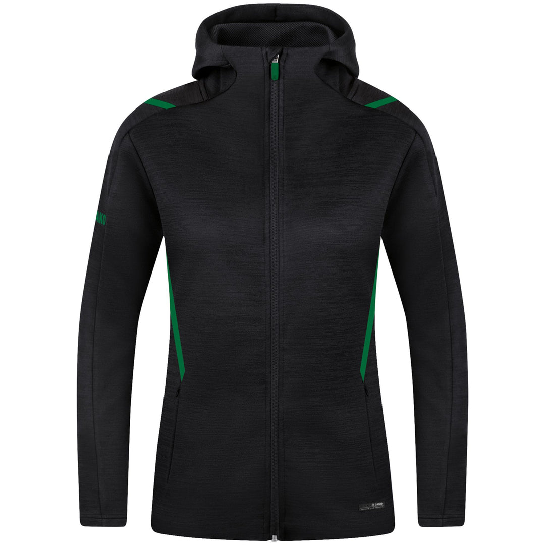 Jako Freizeitjacke Challenge Mit Kapuze - schwarz meliert/sportgrün