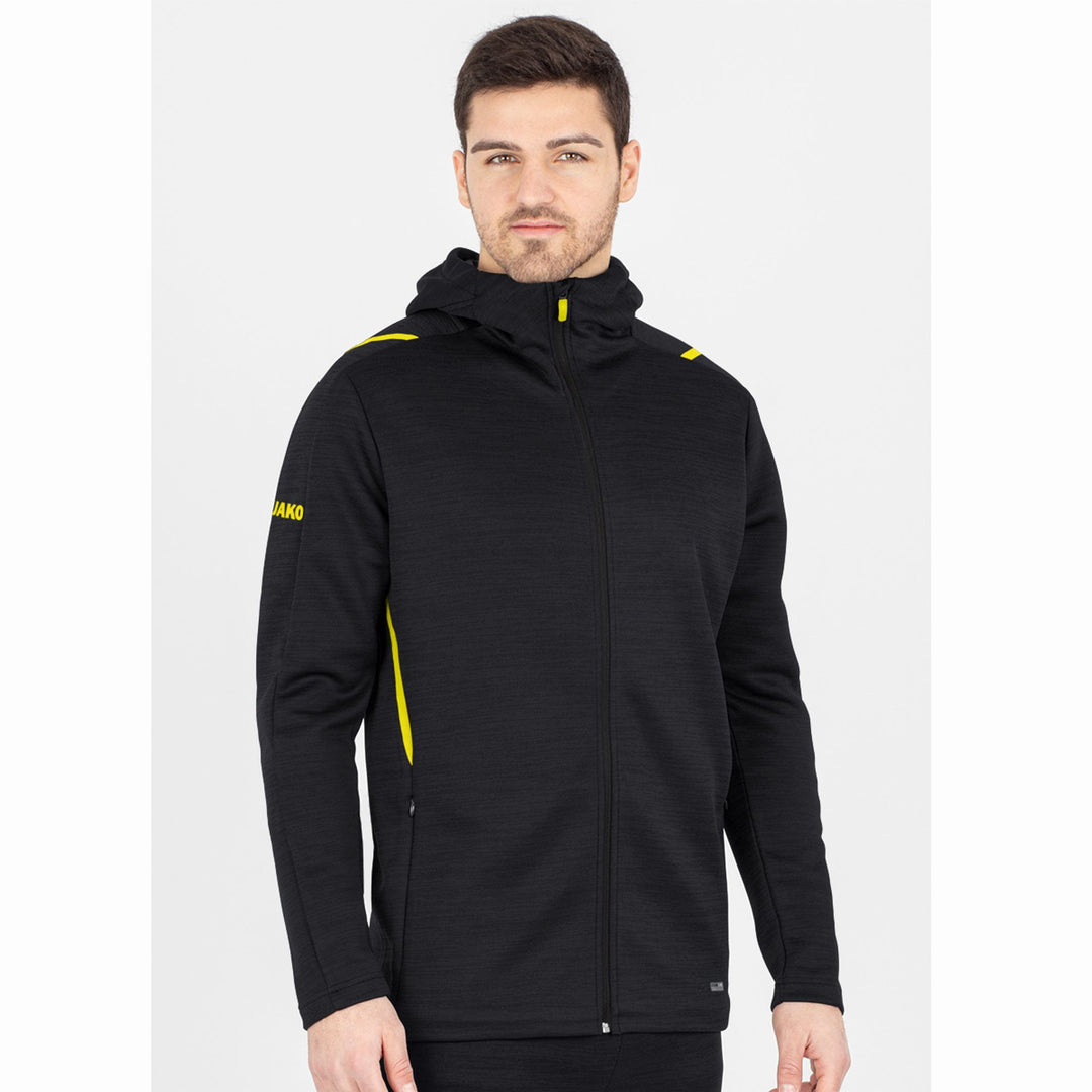Jako Freizeitjacke Challenge Mit Kapuze - schwarz meliert/citro