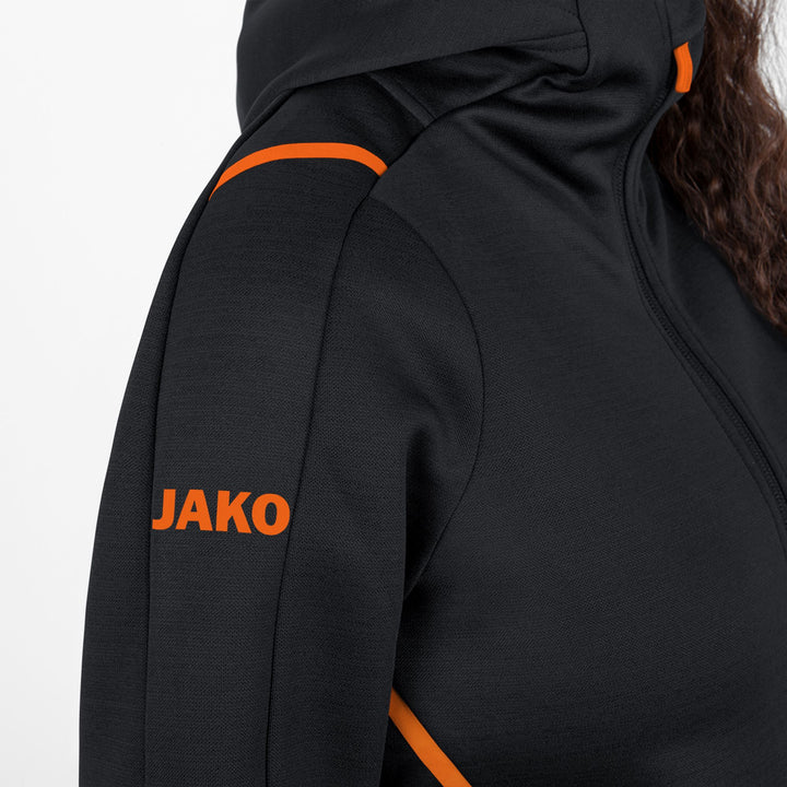 Jako Freizeitjacke Challenge Mit Kapuze - schwarz meliert/neonorange