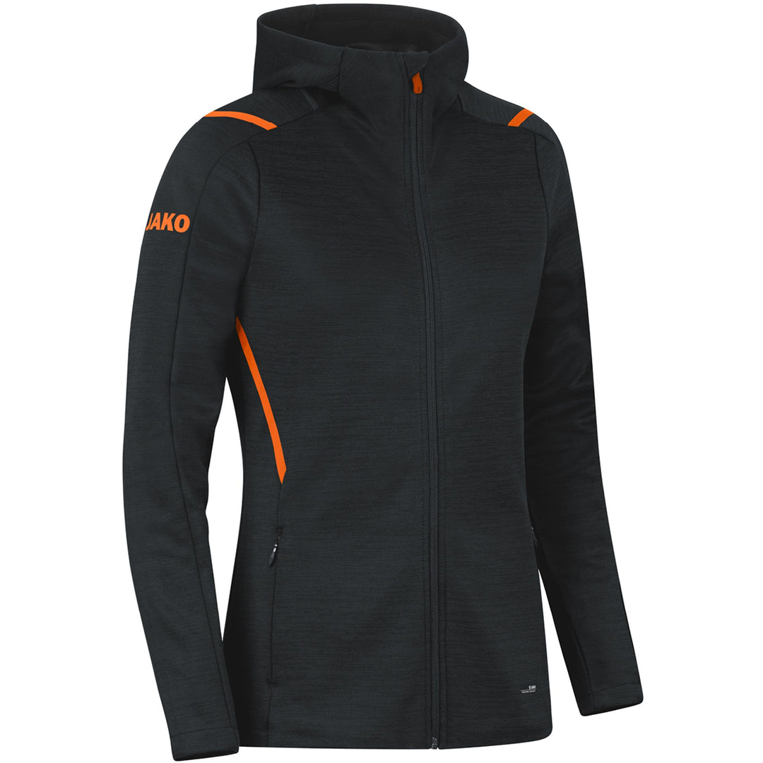 Jako Freizeitjacke Challenge Mit Kapuze - schwarz meliert/neonorange