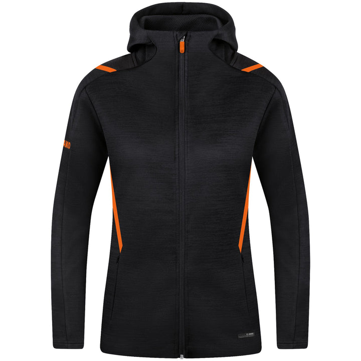 Jako Freizeitjacke Challenge Mit Kapuze - schwarz meliert/neonorange