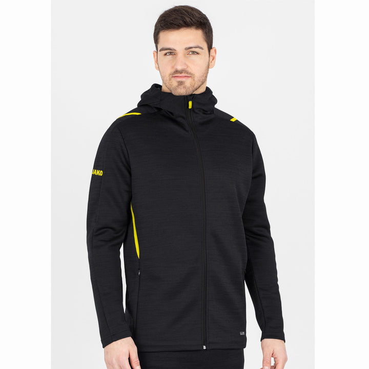 Jako Freizeitjacke Challenge Mit Kapuze - schwarz meliert/citro