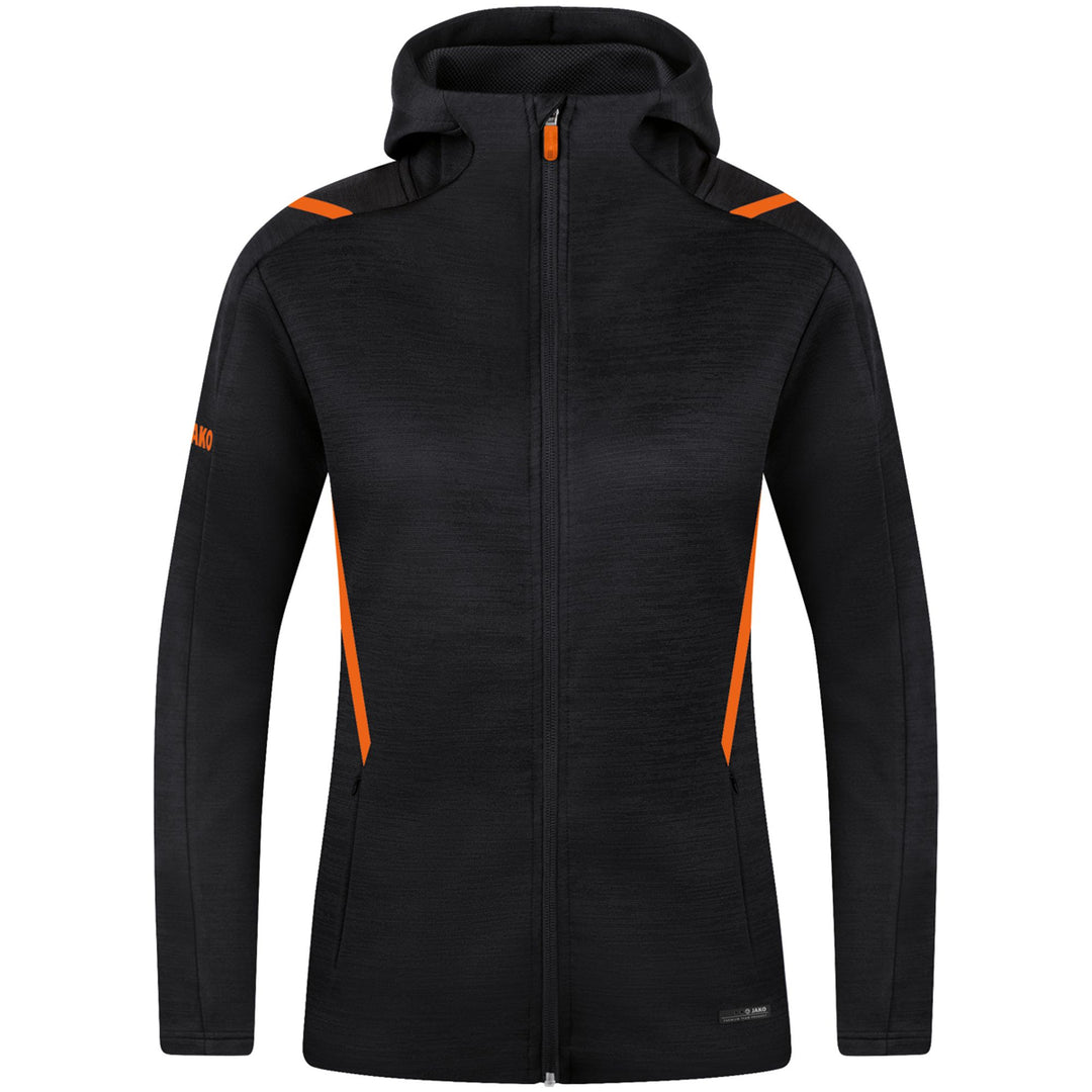 Jako Freizeitjacke Challenge Mit Kapuze - schwarz meliert/neonorange