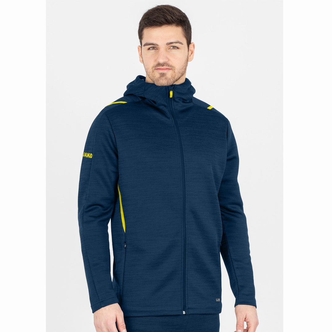 Jako Freizeitjacke Challenge Mit Kapuze - marine meliert/neongelb