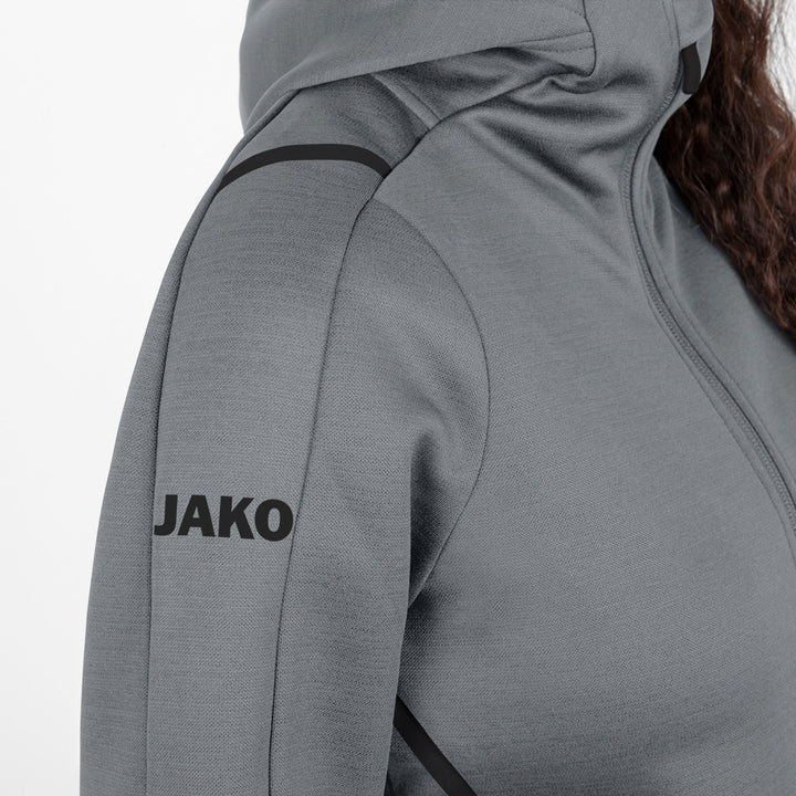 Jako Freizeitjacke Challenge Mit Kapuze - steingrau meliert/schwarz