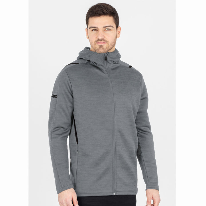 Jako Freizeitjacke Challenge Mit Kapuze - steingrau meliert/schwarz
