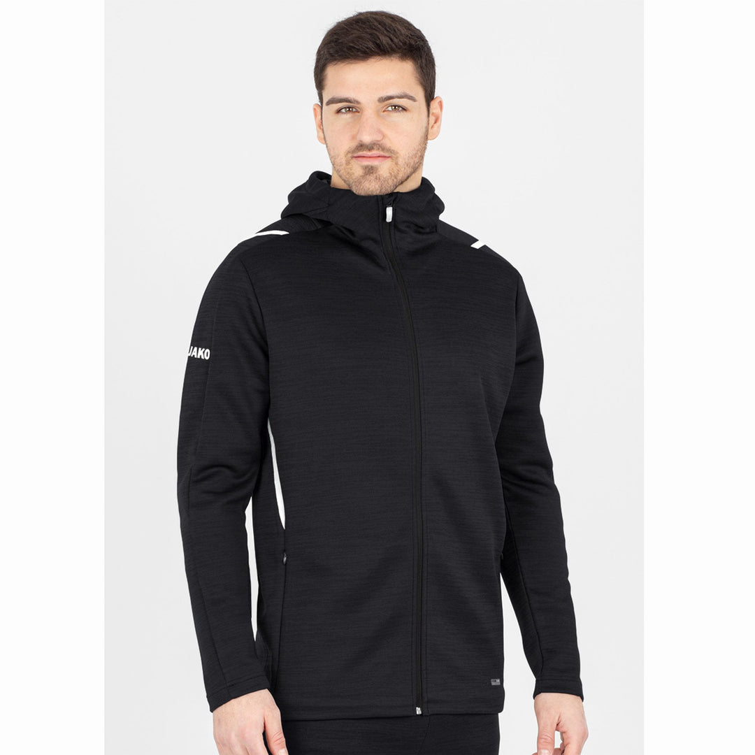 Jako Freizeitjacke Challenge Mit Kapuze - schwarz meliert/weiß