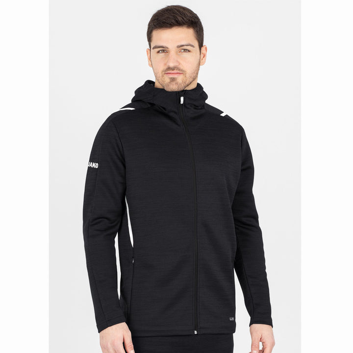 Jako Freizeitjacke Challenge Mit Kapuze - schwarz meliert/weiß