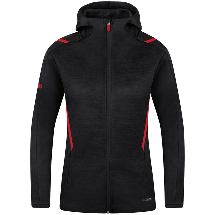 Jako Freizeitjacke Challenge Mit Kapuze - schwarz meliert/rot