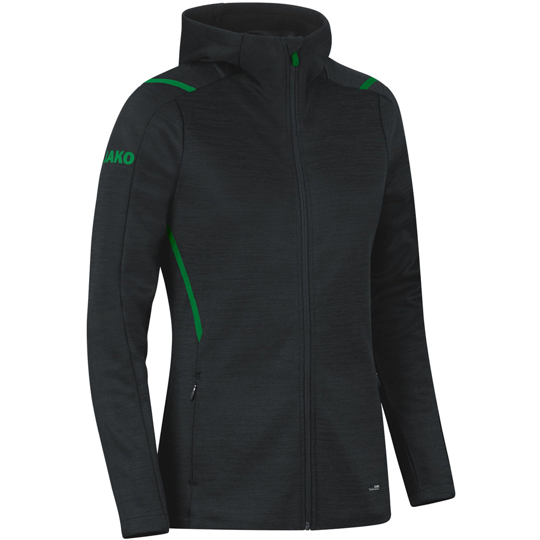 Jako Freizeitjacke Challenge Mit Kapuze - schwarz meliert/sportgrün