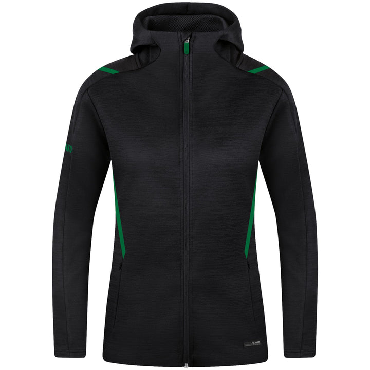 Jako Freizeitjacke Challenge Mit Kapuze - schwarz meliert/sportgrün